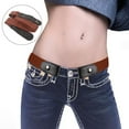 thumbnail image 2 of MANHUJI Concho Belts for Women Buckle-Free Elastic Invisible Belt for Jeans No Bulge Waist Belts Womens Brown Belt (Brown,One Size), 2 of 3