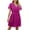 Hot Pink, variant on fartey Women's Chiffon Sundresses Pleated Solid Color V Neck Tunic Mini Dress Waist Tie Ruffle Short Sleeve Vacation Dresses