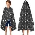 thumbnail image 3 of Black White Gothic Skull Hand Eye Pattern Hooded Bath Towel，50"x30" for Ages 3 To 12 Kids, Quick Dry Lightweight Soft Microfiber Hood Beach Towel Cover Up for Kids, 3 of 7