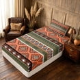 thumbnail image 5 of Manfei Boho Aztec Twin Sheets, Tribal Geometric Bedding, Multicolor Orange, Black Reversible 3 Pieces1 Flat Sheet + 1 Fitted Sheet + 1 Pillowcase, 5 of 6