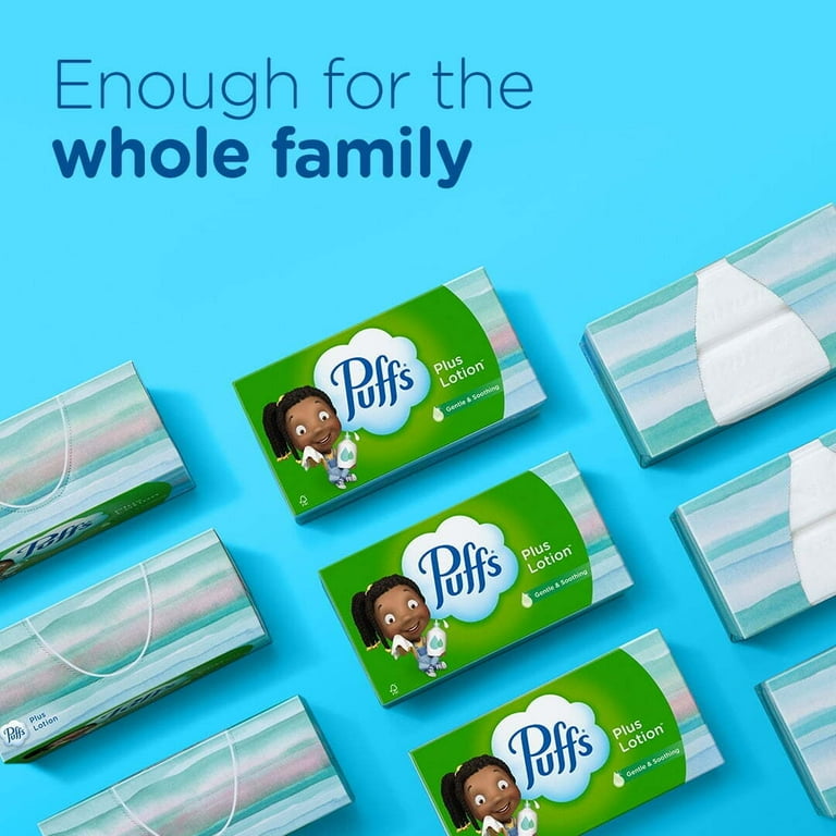 Puffs Plus Lotion Soft Facial Tissue Packs, 6 Family Size