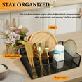 thumbnail image 5 of Jetcloudlive Paper Plate Organizer for Countertop Mesh Silverware Utensil Caddy 6 Compartments Metal Utensil Holder Multifunctional Flatware Organizer for Spoon Fork Plate Napkins Cup Party Camping, 5 of 10