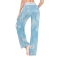thumbnail image 6 of Women's Long Sleep Pants Home Pants Sleep Pants Wide-Leg Pants Design Elastic Fabric Casual Pants M Blue Snowflake, 6 of 7