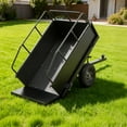 thumbnail image 6 of Heavy Duty Steel Dump Cart Trailer, 600 LBS Weight Capacity 17 Cu.Ft Tow Behind Utility Wagon with 16" All-Terrain Tires, Easy Dump Hauling Wagon for ATV, Lawn Tractor, Garden, Yard & Farm, 6 of 17
