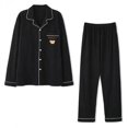 thumbnail image 2 of Spring Sleepwear Lady Long Sleeve Tops Pants 2 PCS Trousers Sets Women's Pajama Solid Korean Fashion Pijama for Women Nightwear, 2 of 4