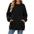 thumbnail image 4 of Dvprdro Womens Casual Loose Fit Crewneck Sweatshirt Long Sleeve Oversized Top with Pocket Solid Color Pullover, 4 of 9