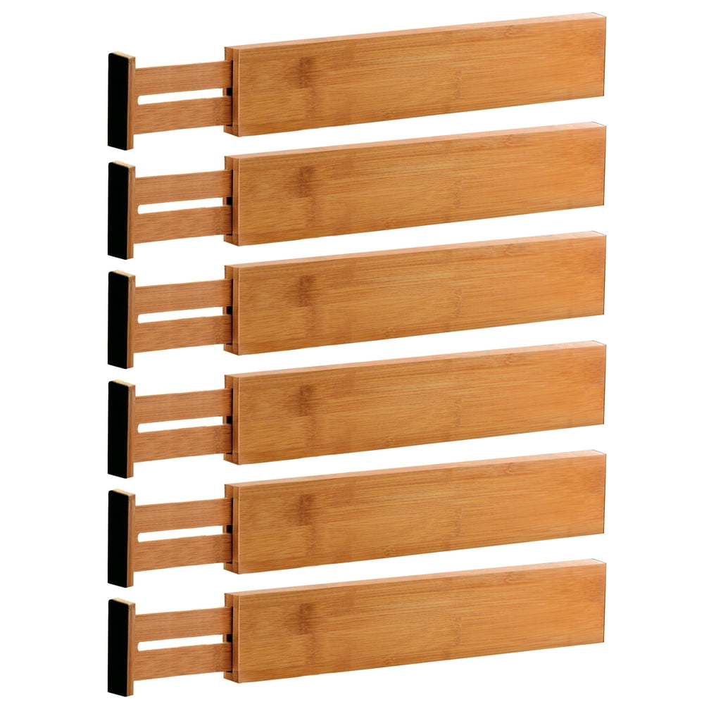 Bamboo Adjustable Drawer Dividers Expandable Utensil Organizer