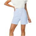 thumbnail image 2 of Itsame Women Walk Shorts With Drawstring Womens Short Sweat Pants Stripe Wide Leg Shorts Light Blue Size L, 2 of 6