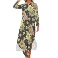 thumbnail image 2 of Robe en Chiffon Florale Boho Vintage Imprimé Fleurs Rétro Robes Femmes Manches Longues Mode Rue Col en V Robe Décontractée Surdimensionnée, 2 of 5
