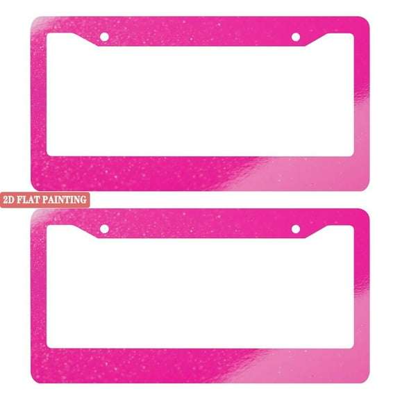 2PC Pink License Plate Frames with Glitter Effect and Mounting Accessories 2 Holes 6. 3x12. 2inch(16x31cm)