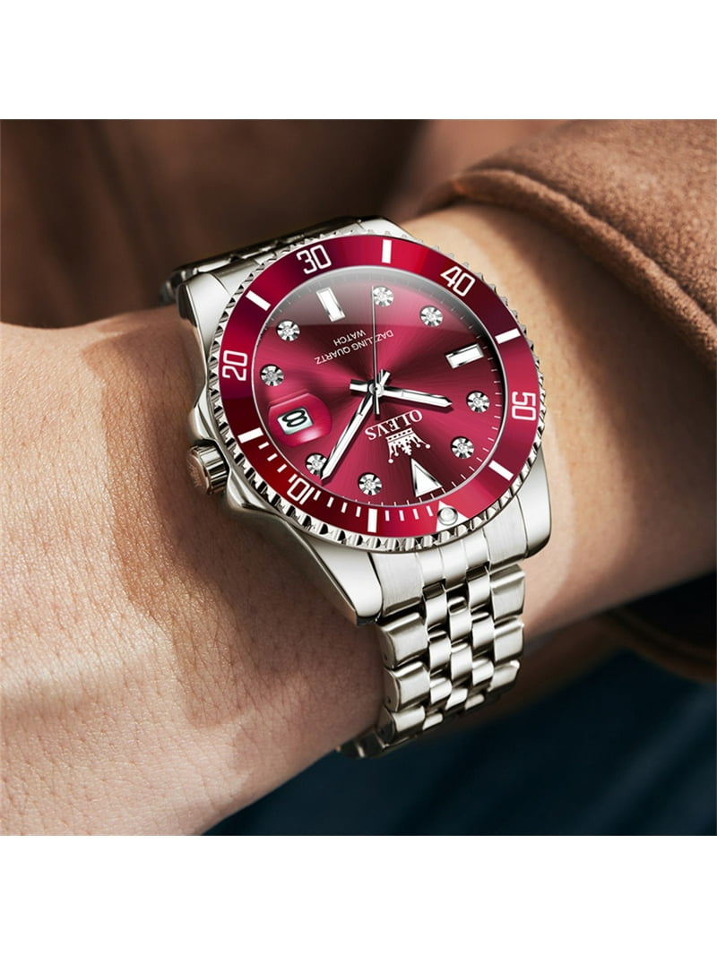 OLEVS Men's Stainless Steel Dress Watch Big Face Waterproof with