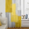 thumbnail image 5 of Yellow Abstract Sheer Curtains 84 Inches Long, Grey Geometric Oil Painting Vintage Gradient Light Filering Curtains, Breathable Simi Curtain Privacy Drapes for Living Room Bedroom Window Treatment, 5 of 9