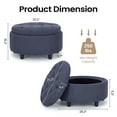 thumbnail image 5 of Blue Round Ottoman with Storage and Reversible Tray, Upholstered Fabric Footrest Coffee Table for Living Room, Bedroom, Entryway-25 Inch, 5 of 10