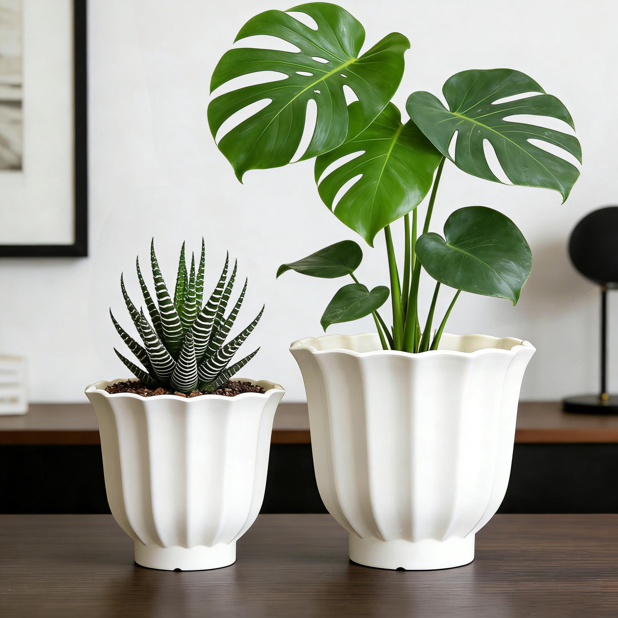 Mainstays Lillian 8" x 8" x 7" Round Vanilla Dream 100% Recycled Resin Planter