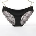 thumbnail image 4 of PMVFHDE Fashion Womens Low Waist Lace Triangle Underwear Comfortable Soft Ice Silk Seamless Briefs Panties For Women Black，M, 4 of 5