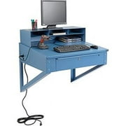 Global Industrial 634177BL 34 x 30 in. Shop Desk Wall Mount, Blue