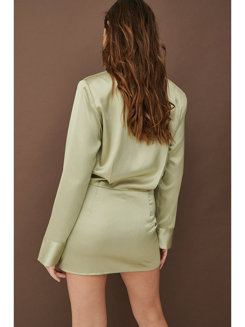 Mint Green Claire Shoulder Padded Satin Dress - Walmart.com