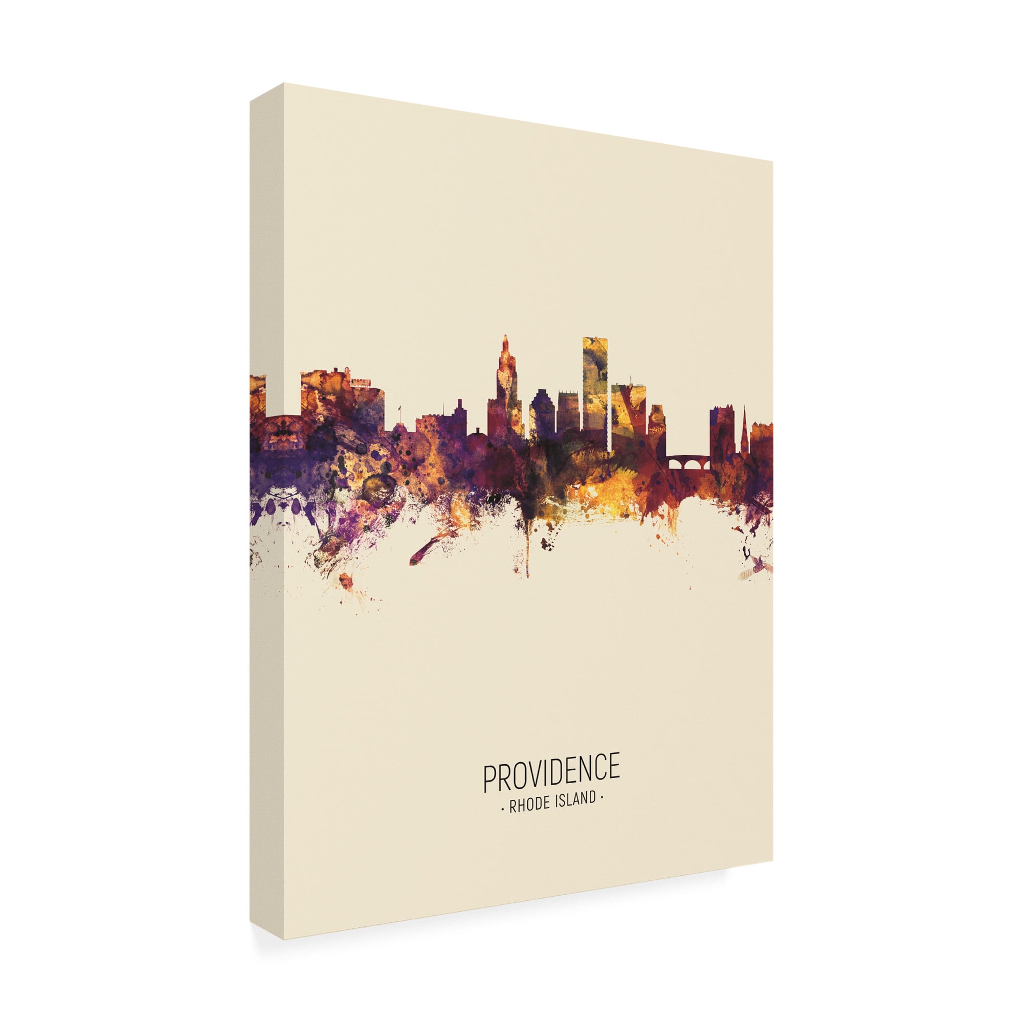 Trademark Fine Art 'Providence Rhode Island Skyline Portrait III' Canvas Art by Michael Tompsett