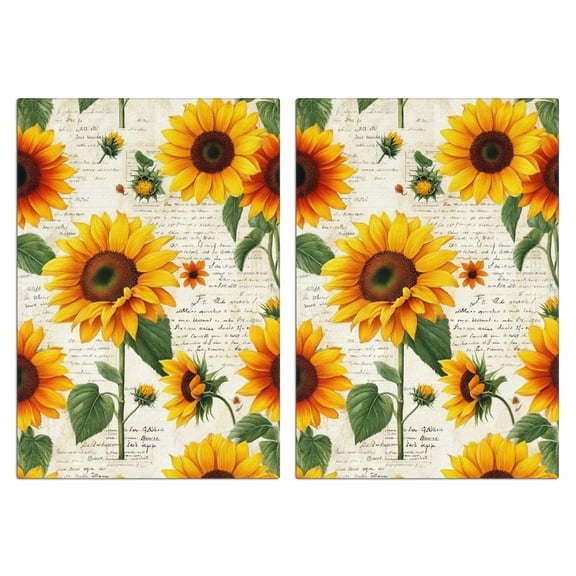 2 Pcs Funny Kitchen Towels,Sunflower Pattern Microfiber Dish Towels,Kitchen Tea Towels,Kitchen Towel Set (18" X 26")