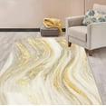 thumbnail image 2 of Beige Gold Marble Waves Modern Abstract Luxury Area Rug For Living Room Bedroom Soft Rug Under Dining Coffee Table Washable Office Nursery Rug Indoor Floor Carpet 3 x 4ft, 2 of 6