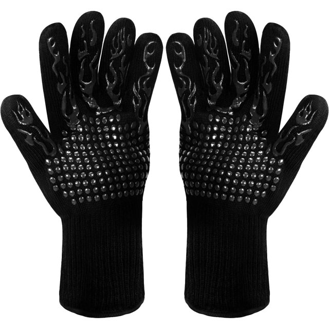 Guantes de silicona antideslizantes para barbacoa, horno, horno, guantes para hornear resistentes al calor, guantes para chimenea, guantes para chimenea, guantes para chimenea hasta 800 °C (rojo) TUNC Sencillez