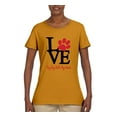 thumbnail image 2 of Love My Dog Stole My Heart Red Pawprints Pop Culture Womens Graphic T-Shirt, Gold, X-Large, 2 of 3