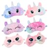 HEQUSIGNS 6Pcs Plush Kids Sleep Mask, Unicorn Sleeping Eye Mask, Soft Blindfold Eye Cover for Girls Boys, Sleeping Eye Shade for Travel Nap Sleep Lunch Break Overnight Party