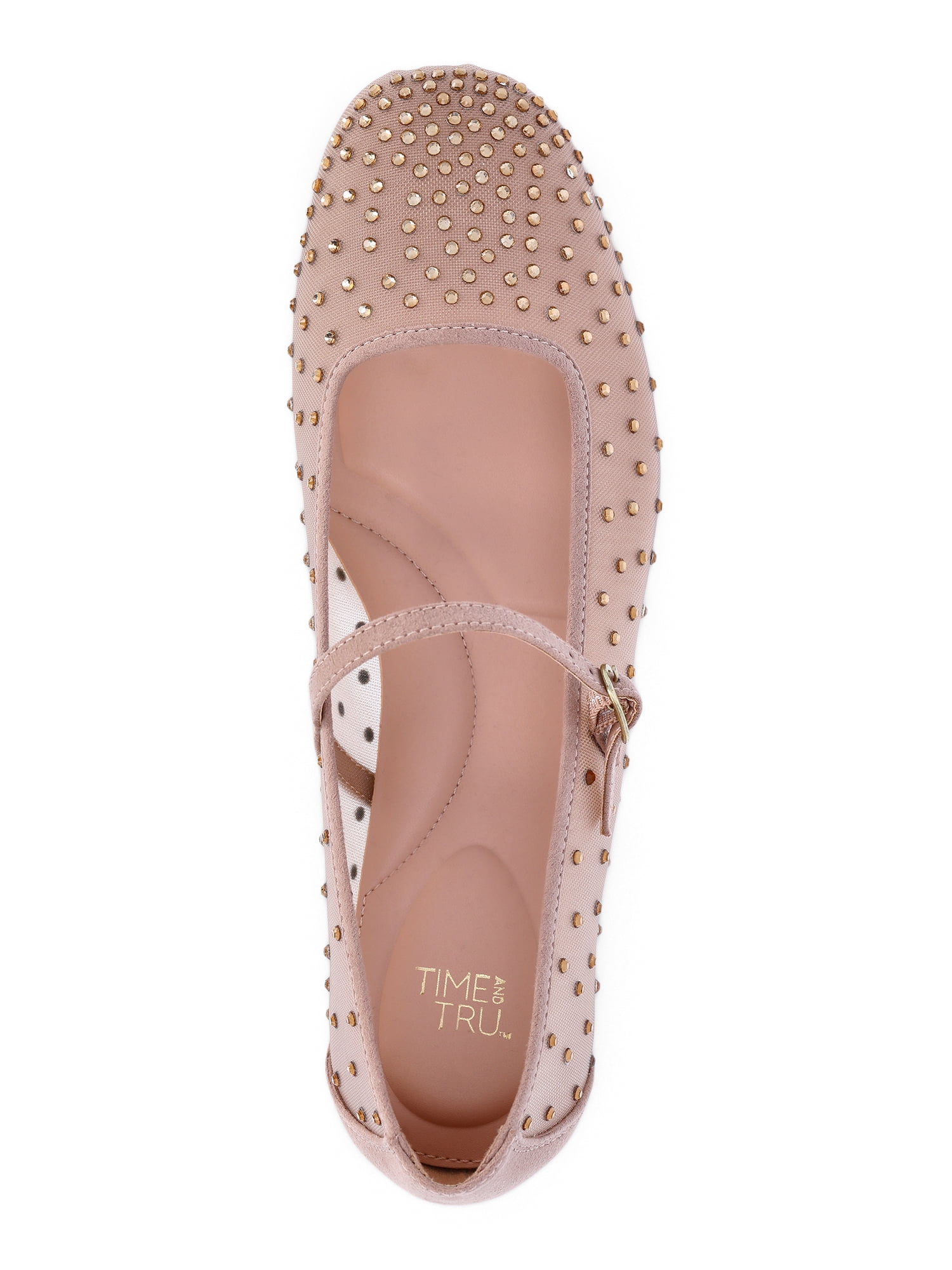 Time and Tru Women's Rhinestone Mary Jane Flats