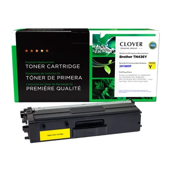 Remanufactured Clover Imaging Extra High Yield Yellow Toner Cartridge compatible with Brother TN436Y