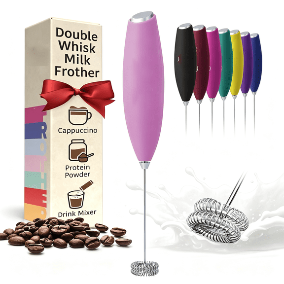 CURYMAY Milk Frother Wand-Easy to Use Handheld Electric Stirrer for Powder Drinks,Durable&Powerful Coffee Whisk&Protein Powder Mixer Wand,Hand Frother,Coffee Stirrers Electric (Pastel Pink)