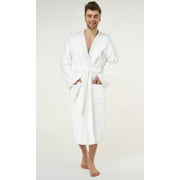 Heavy Mens 3.2 lb White Hooded Terry Cloth Bathrobe. Full Length 100% Quality Cotton