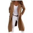thumbnail image 2 of Tejiojio Coats Clearance Women Fashion Long Sleeve Woolen Lapel Solid Color Long Jacket Coat, 2 of 3