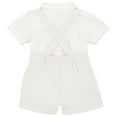 thumbnail image 2 of FYMNSI Baby Boy Linen Christening Baptism Outfit Blessing Formal Suit Gentleman Short Sleeve Tuxedo Clothes 6-12 Months Cream, 2 of 8