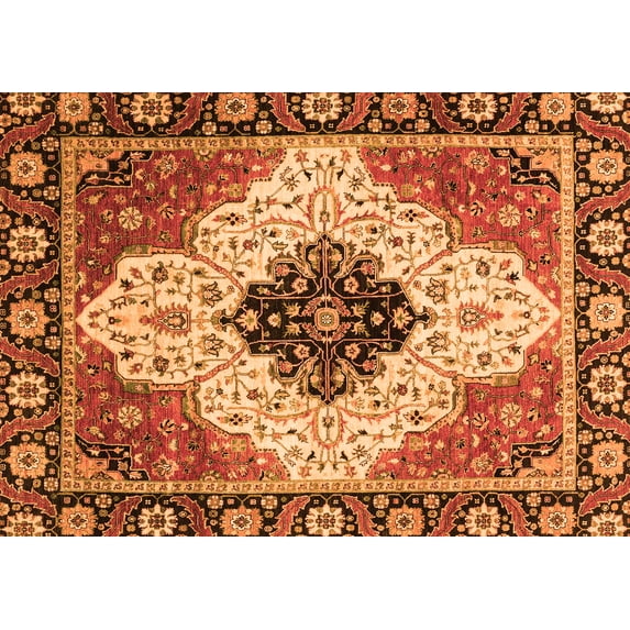 Ahgly Company Indoor Rectangle Abstract Orange Modern Area Rugs, 2' x 3'