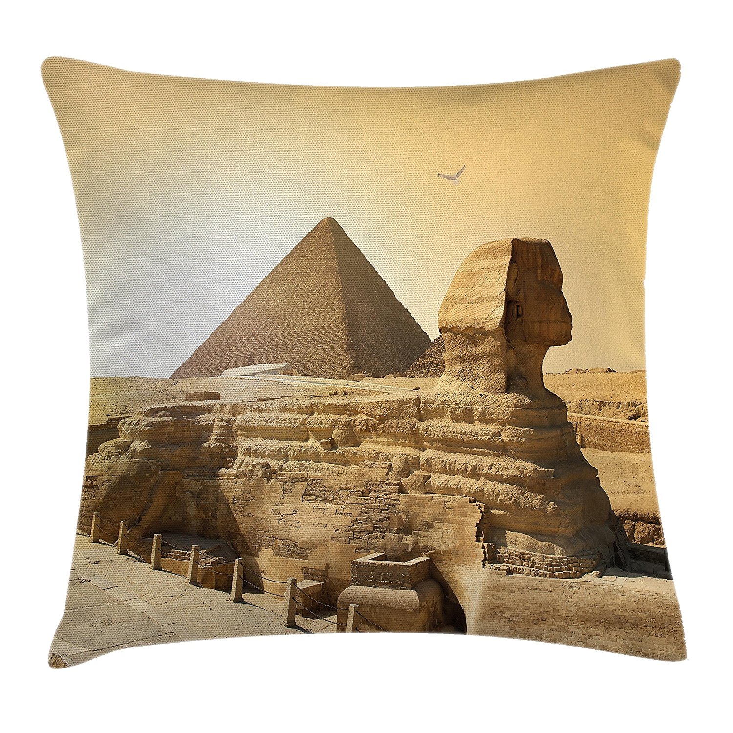 Ancient Decor Throw Pillow Cushion Cover by , Egyptian Pyramids Famous