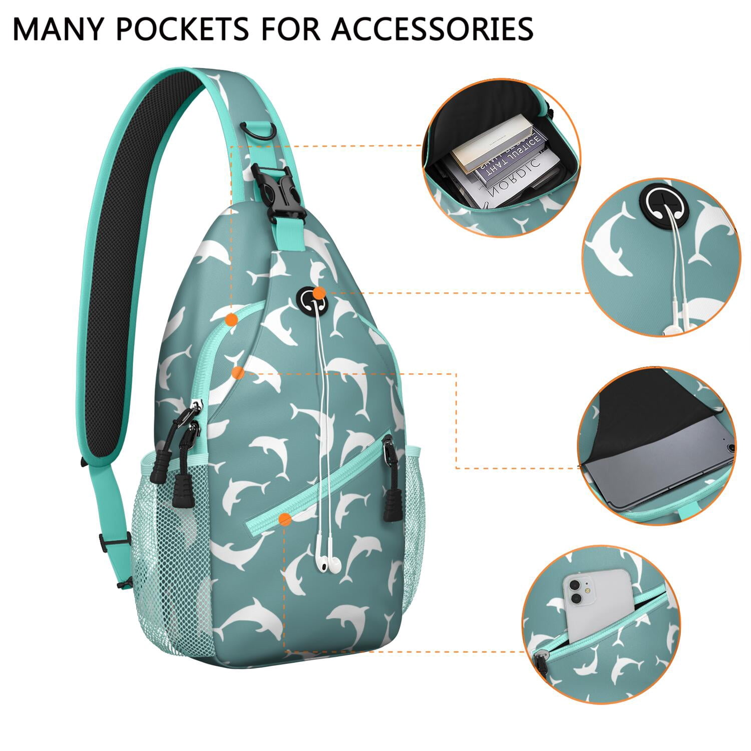 Cartoon Shark Shoulder Backpack - Funny Watercolor Shark Artwork for Hiking & Biking - Spacious & Organized