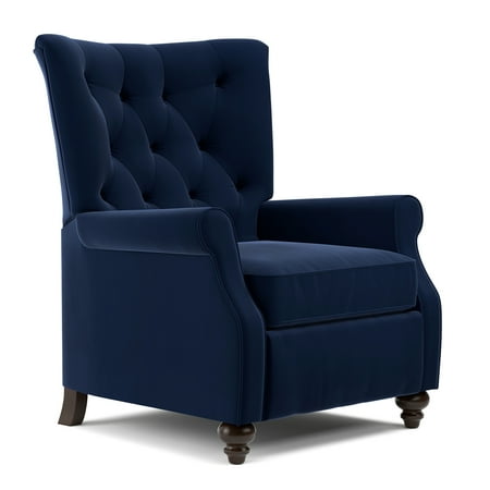 - Homesvale Cudahy Push Back Recliner in Navy Blue Velvet