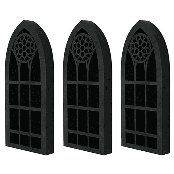 3X Wall Mounted Floating Shelves Old Church Window Crystal Wall Shelf Wall Hanging Gothic Boho Black Essential Oil Shelf