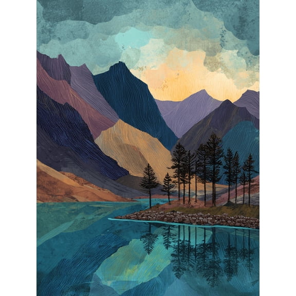 Vibrant Heather Field Canvas Landscape Print, Nature Style Household Wall Decor