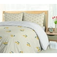 thumbnail image 5 of Ambesonne Summer Duvet Cover Sets, Leafy Lemon Fruit Pair Motif, 2-Queen, Eggshell Mustard and Green, 5 of 7