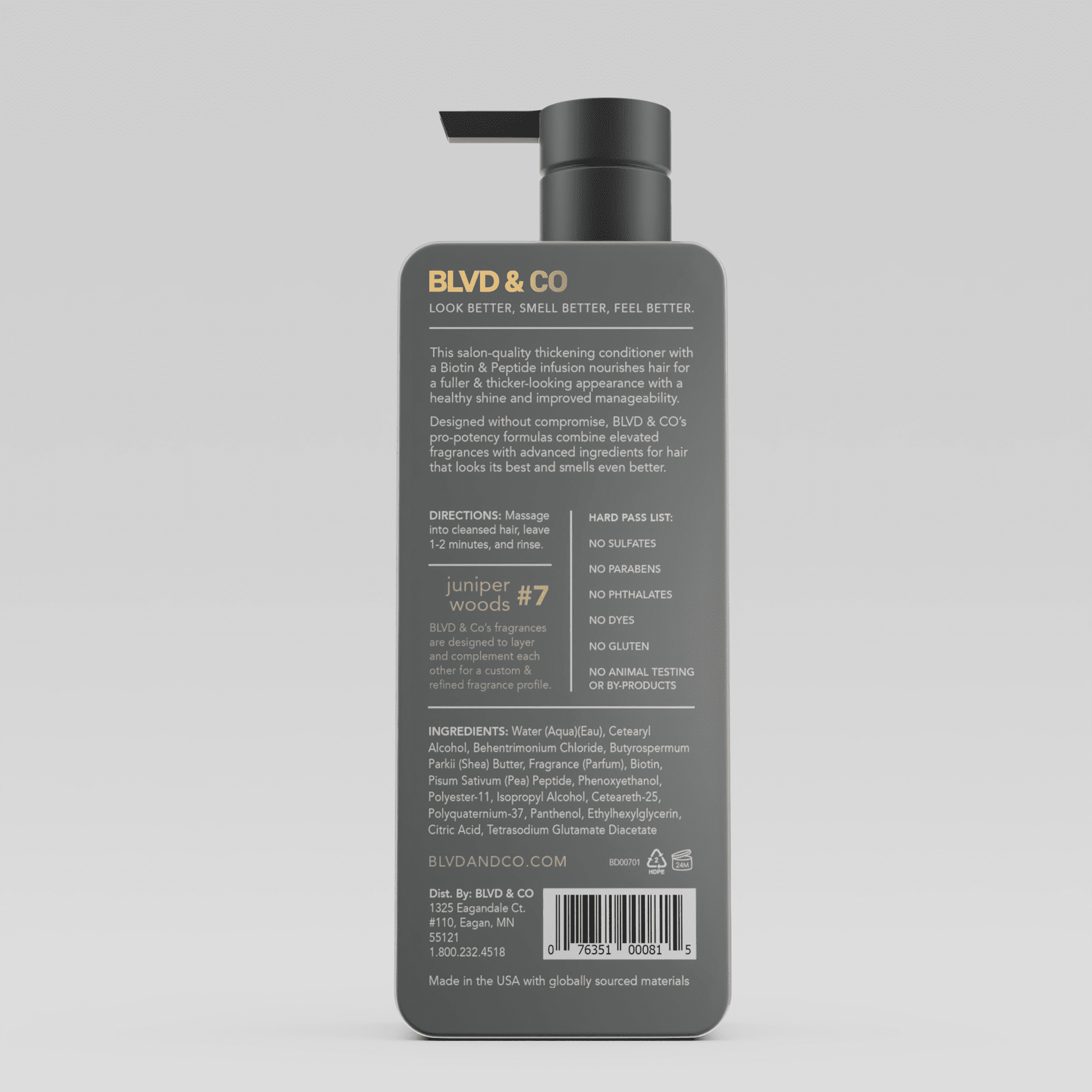 BLVD & Co Men's Thickening Conditioner with Biotin & Peptides, Volumizing and Sulfate-Free