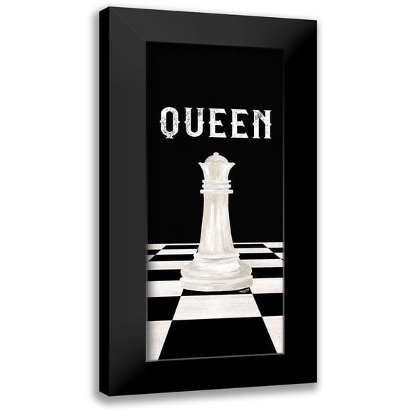 Reed, Tara 8x14 Black Modern Framed Museum Art Print Titled - Rather be Playing Chess Pieces white panel VI-Queen