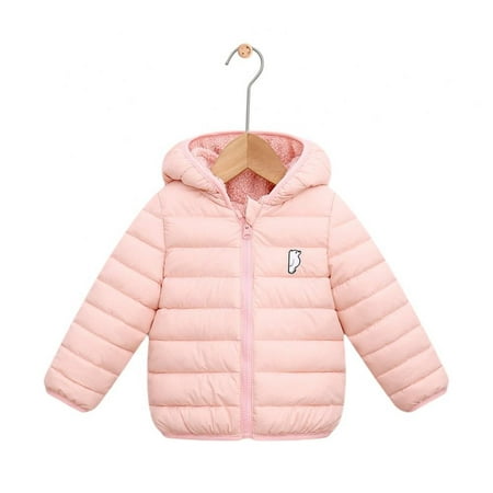 

Toddler Baby Hooded Down Coat for Kids Boys Girls Thicken Fleece Lining Padded Jacket Zipper Cartoon Bear Jacket Outerwear 1-7T