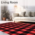 thumbnail image 2 of ODIKA 4'x6' Machine Washable Non-Slip Area Rug, Buffalo Plaid Farmhouse Doormat Welcome Entrance Holiday High Traffic Rug, Red, 622555, 2 of 7