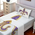 thumbnail image 2 of Ambesonne Fleur De Lis Fitted & Top Sheet Set with Sham, Medieval, Yellow Purple, 2 of 5
