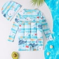 thumbnail image 4 of GYRATEDREAM Baby Toddler Girls Boys Float Suit One Piece Rashguard Cartoon Long Sleeve Zip up Buoyancy Swimsuit + Cap 2-9 Years, 4 of 6