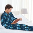 thumbnail image 6 of Naloa Blue Owl Men’s Pajamas Set - Long Sleeve Button Down Sleep Shirt and Pajama Bottoms Sleepwear Set-X-Large, 6 of 7