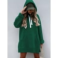 thumbnail image 7 of Weardear Women's Extra Long Hoodie with Pocket Loose Solid Color Long Sleeve Pullover Sweatshirt Tops Dark Green,L, 7 of 7