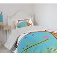 thumbnail image 4 of Ambesonne Fish Quilted Bedspread Set 2 Pcs, Funny Cartoon Illustration, Twin Size, Multicolor, 4 of 6