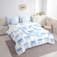 thumbnail image 3 of Erosebridal Initial Letter Q Bedding Sets King Size,Bowtie Pattern Comforter Sets with Sheets,White Blue Bed in a Bag King Size For Girls,Breathable Bedroom Decoration Reversible,7-Piece, 3 of 7